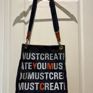 Black and Orange Text Shoulder Bag